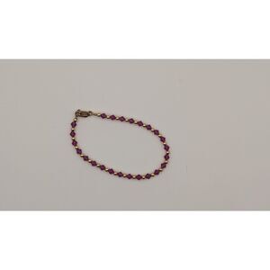 Vintage Purple Beaded Bracelet – Gold-Tone Spacers Faceted Beads – Lobster Clasp